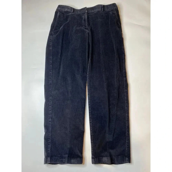 VTG LL Bean Pants Womens 10 Black Corduroy Classic Fit Retro 90s Elastic Grunge - Picture 2 of 8